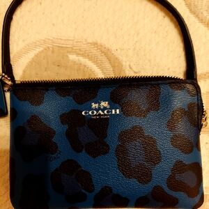 Coach Blue and Black Clutch with Animal Print